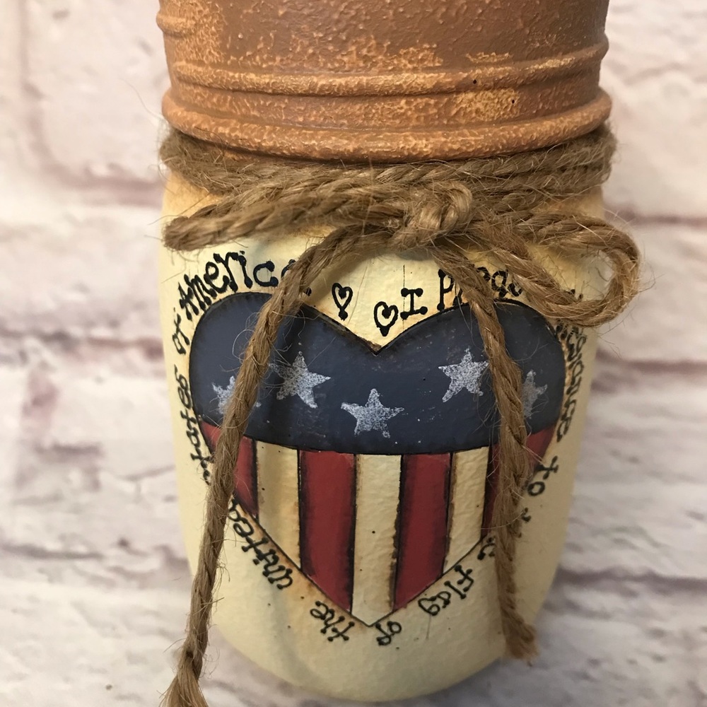 Americana Painted Jar